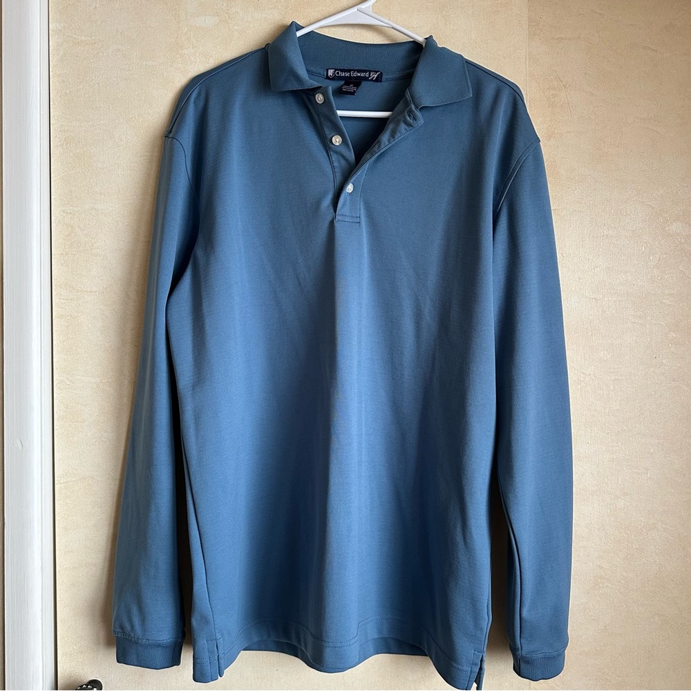 Chase Edward Golf blue long sleeve polo shirt